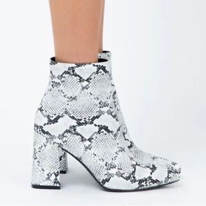snakeskin booties